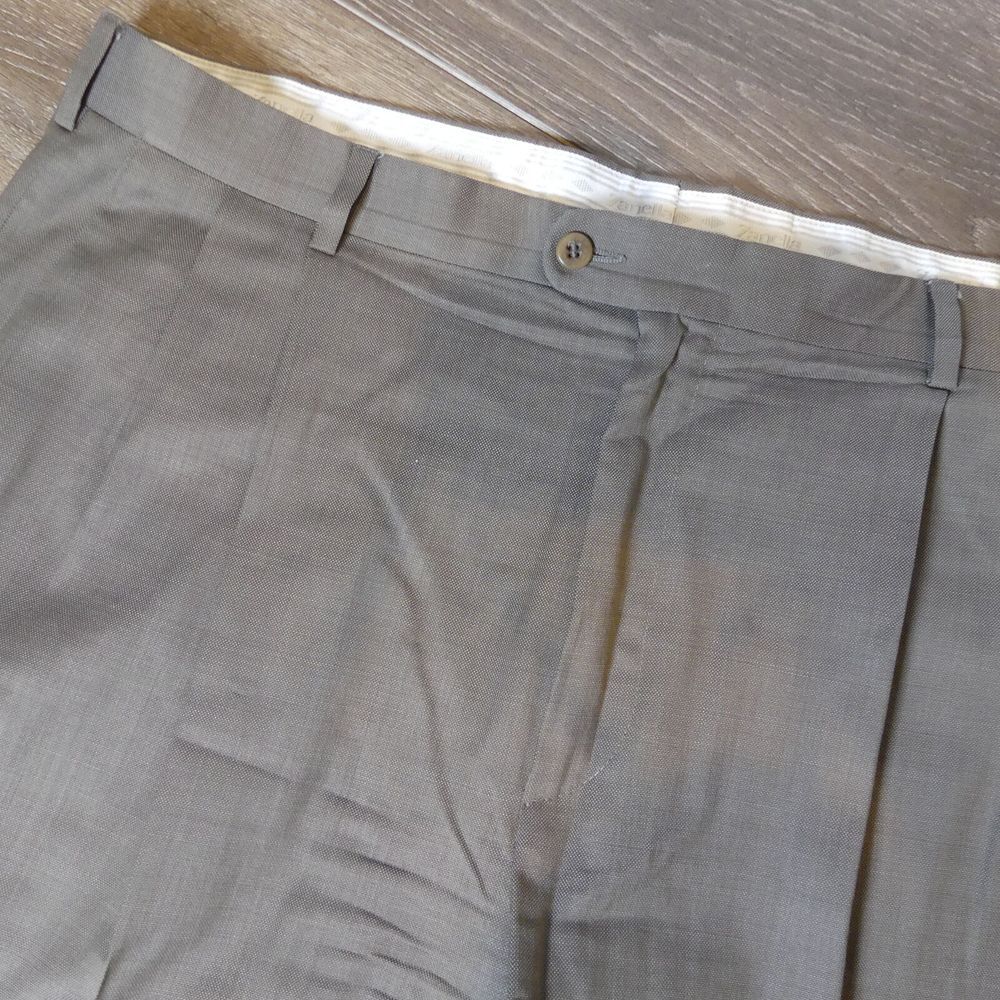 Zanella Bennett Wool Dress Pants Brown Micro Dot 40x32
